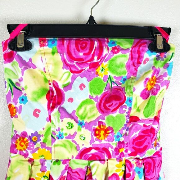 Anthropologie Tulle Women's Bright Barbiecore Floral Colorful Summer Mini Dress - Picture 3 of 10